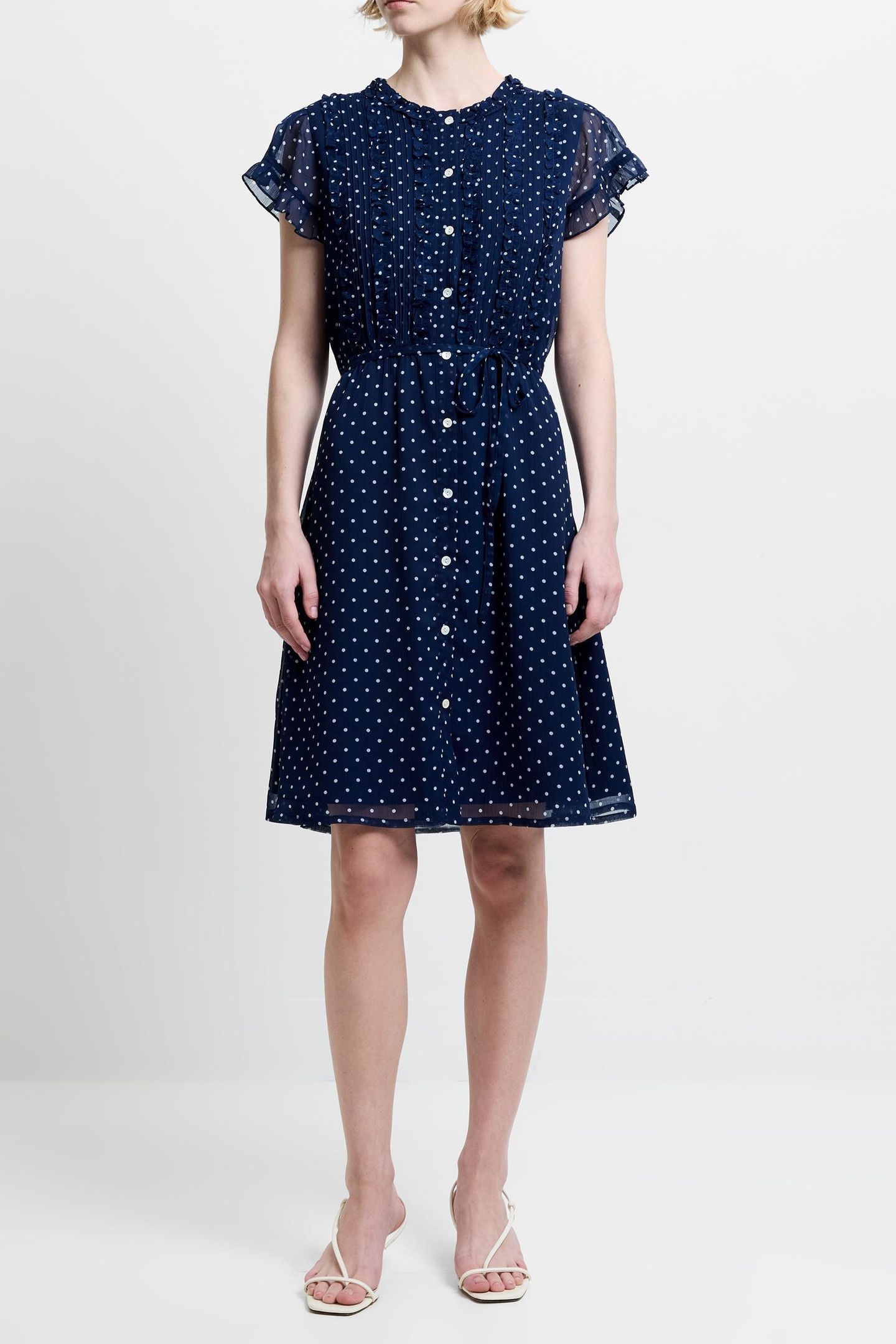 POLKA RUFFLE DRESS K NAVY/SUMMER WHITE 1