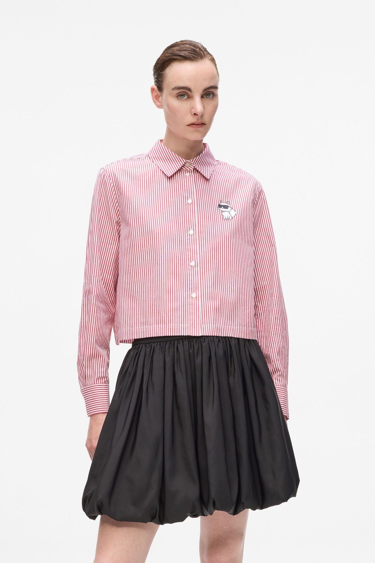 IKON CHOUPETTE CROPPED SHIRT SCARLET SAGE-WHITE STRIPES 1