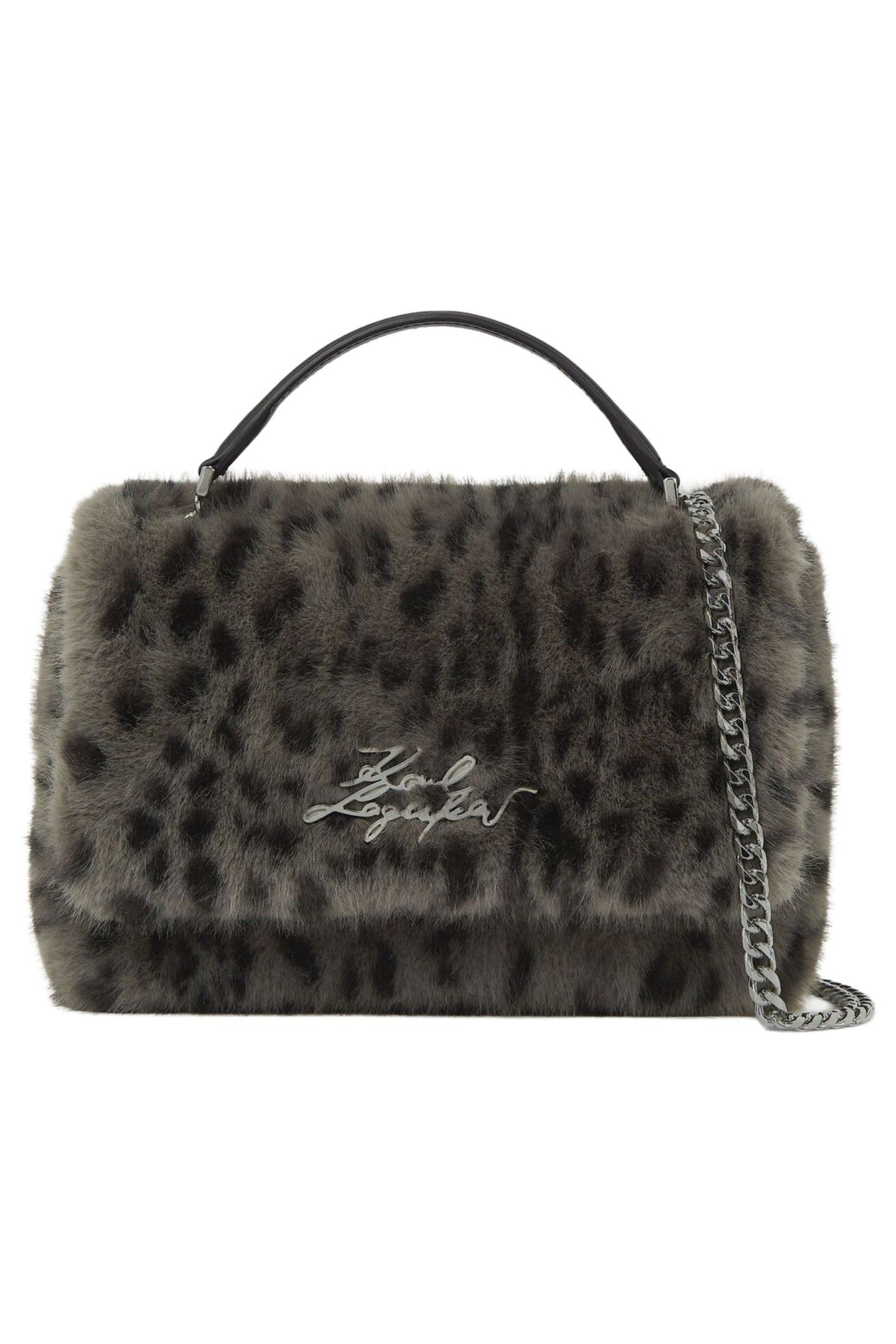 K/TEXTURED SIGN SHOULDER BAG GREY LEOPARD 1