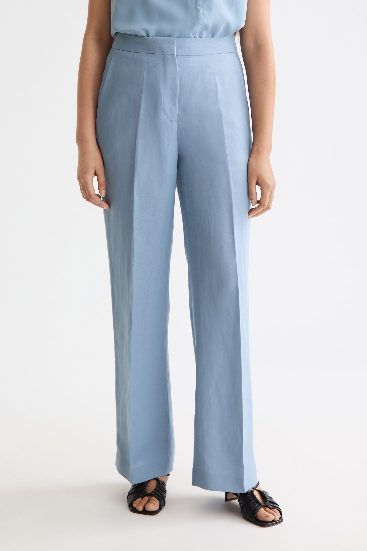 EDIE - HIGH RISE WIDE LEG DRAPEY PANT FADED DENIM 1