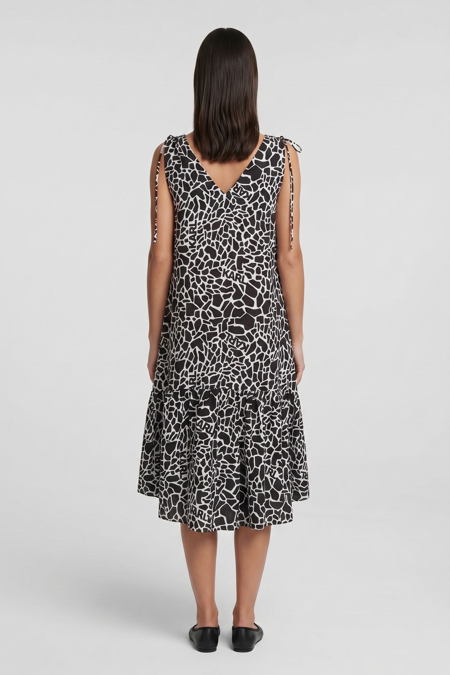 LINEN BLEND DRESS GIRAFFE BLACK/WHITE 2