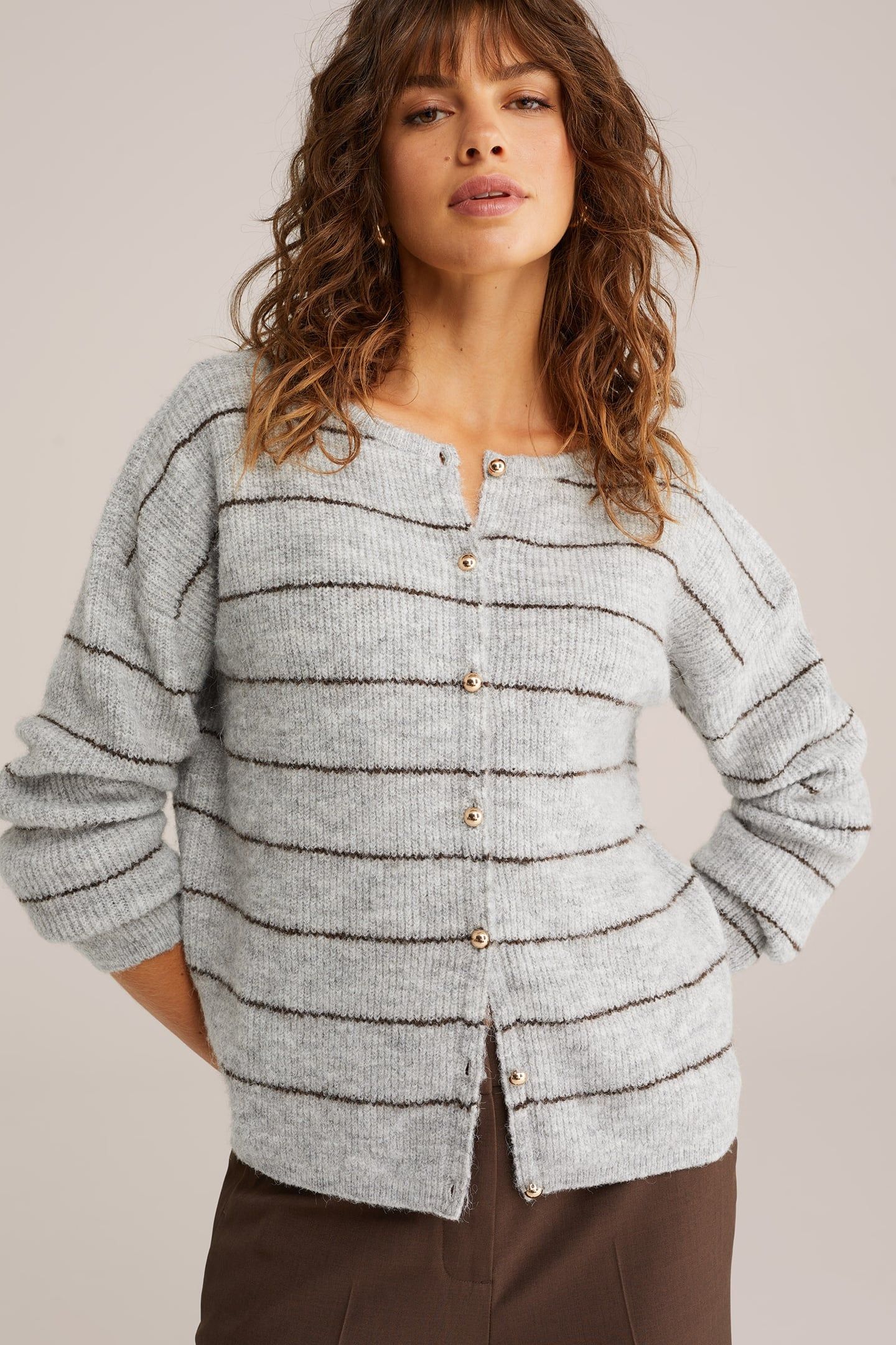 KNITTED CARDIGAN BLENDED LIGHT GREY 2