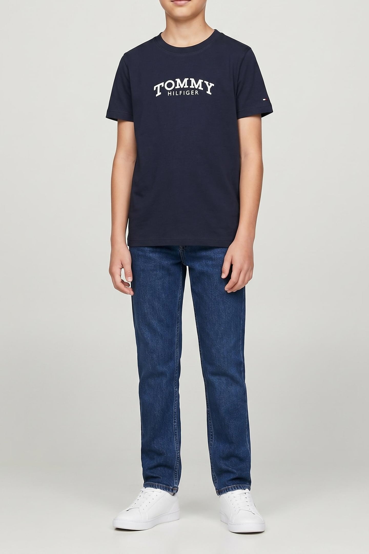 BOYS MONOTYPE PRINT GRAPHIC T-SHIRT DARK NIGHT NAVY 1