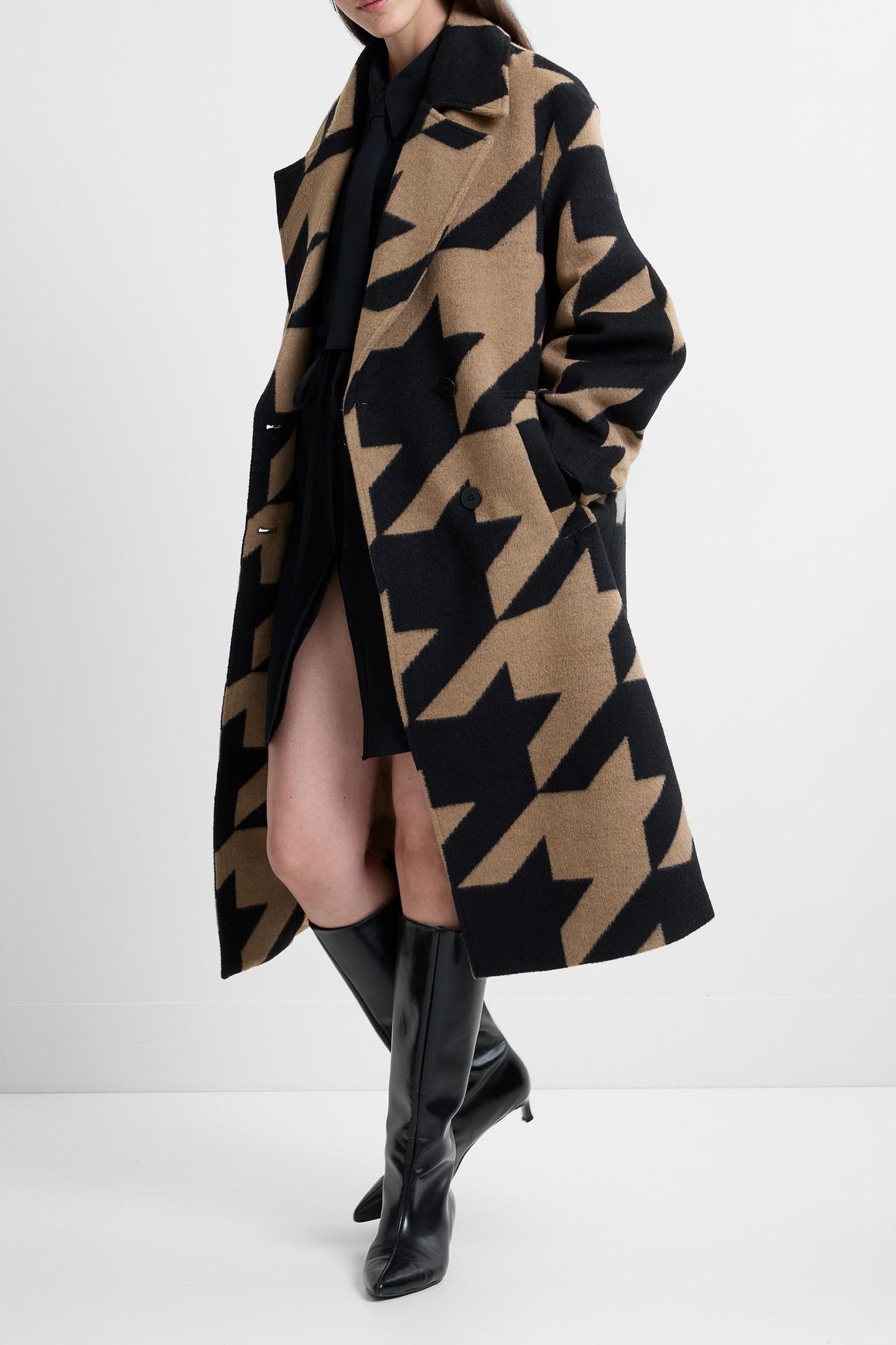 LUCILLA HOUNDSTOOTH COAT BLACK/CAMEL 3