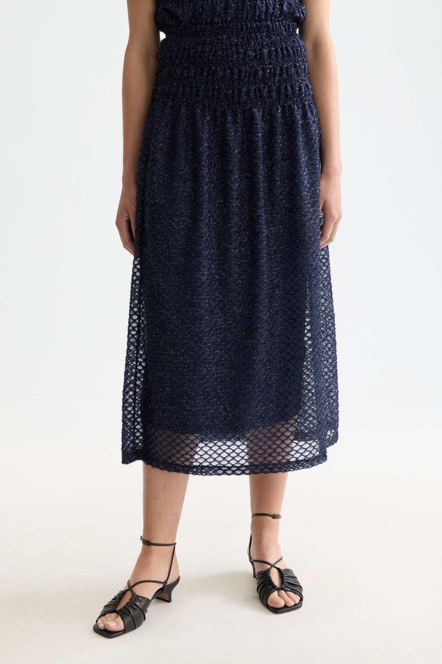 LUREX SMOCKED SKIRT PEACOAT 1