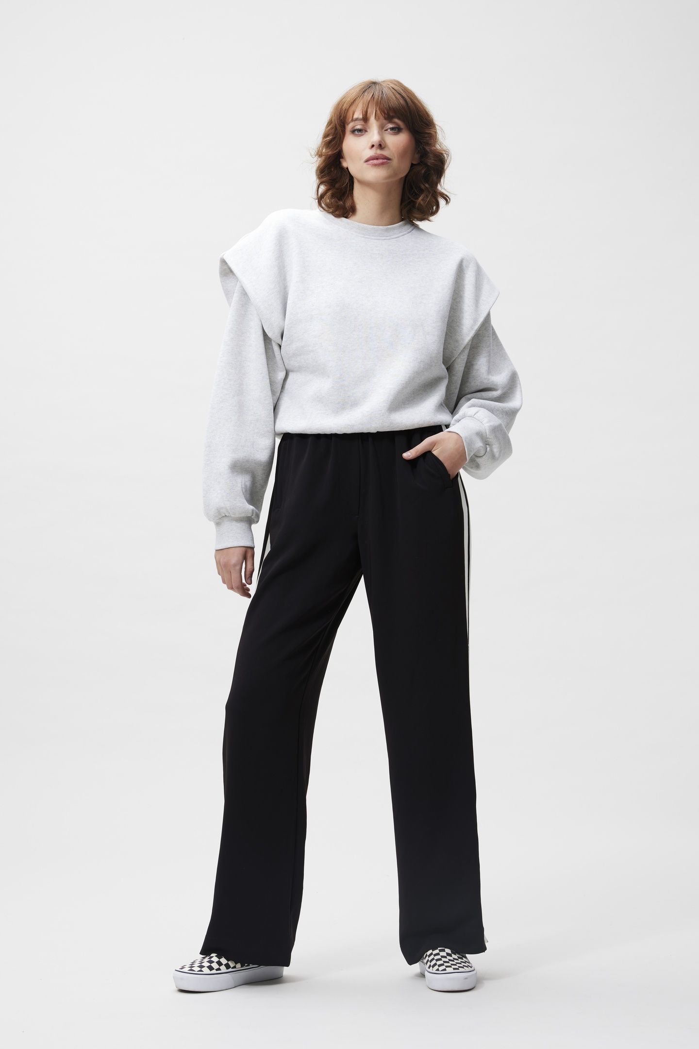 FOLDED SHOULDER SWEATER LIGHT GREY MELANGE 2