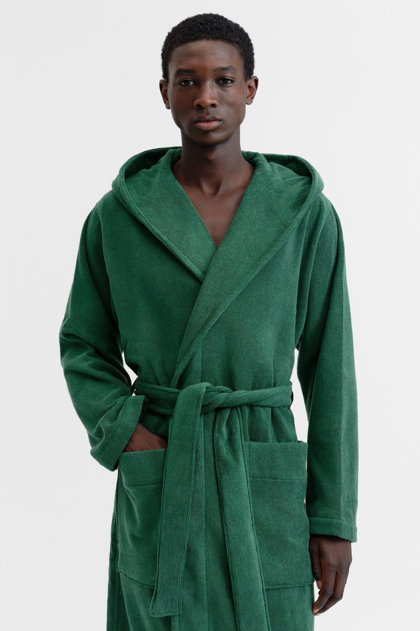UNISEX HOODED BATHROBE TEAL GREEN 3
