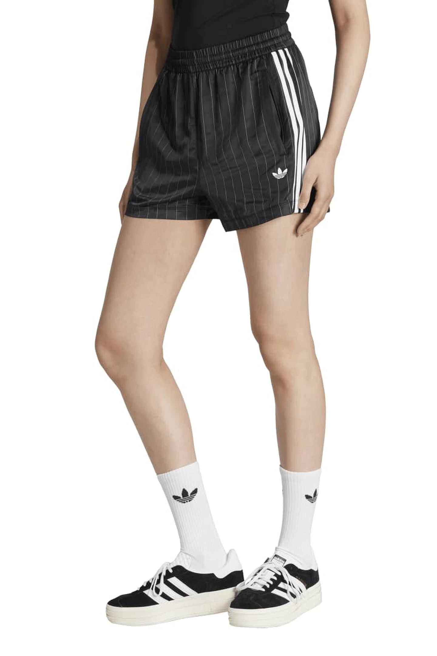 ORIGINALS ADIDAS ORIGINALS PIN-STRIPE SATIN SHORTS BLACK 1