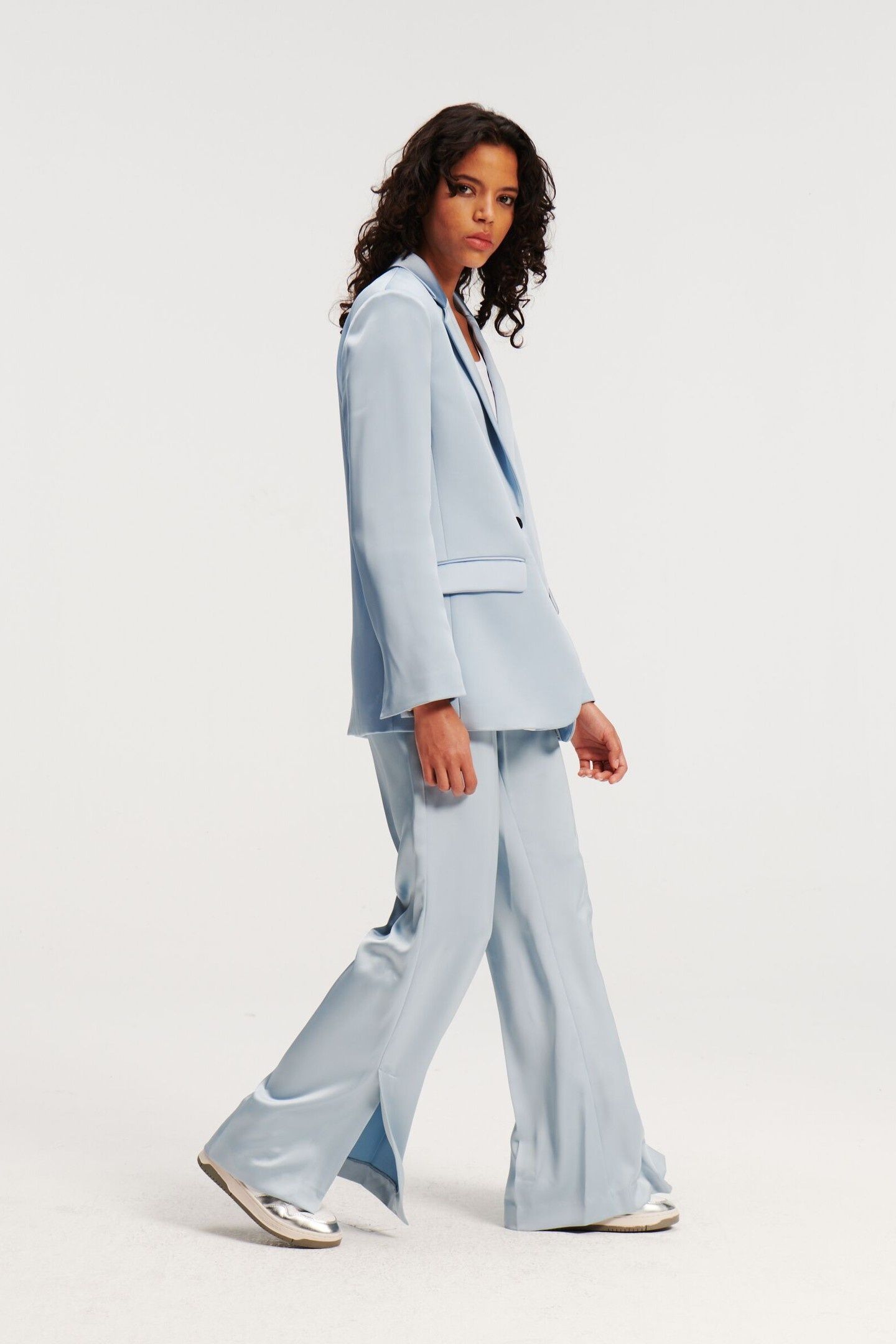 FLUID SATIN TAILORED BLAZER CASHMERE BLUE 7