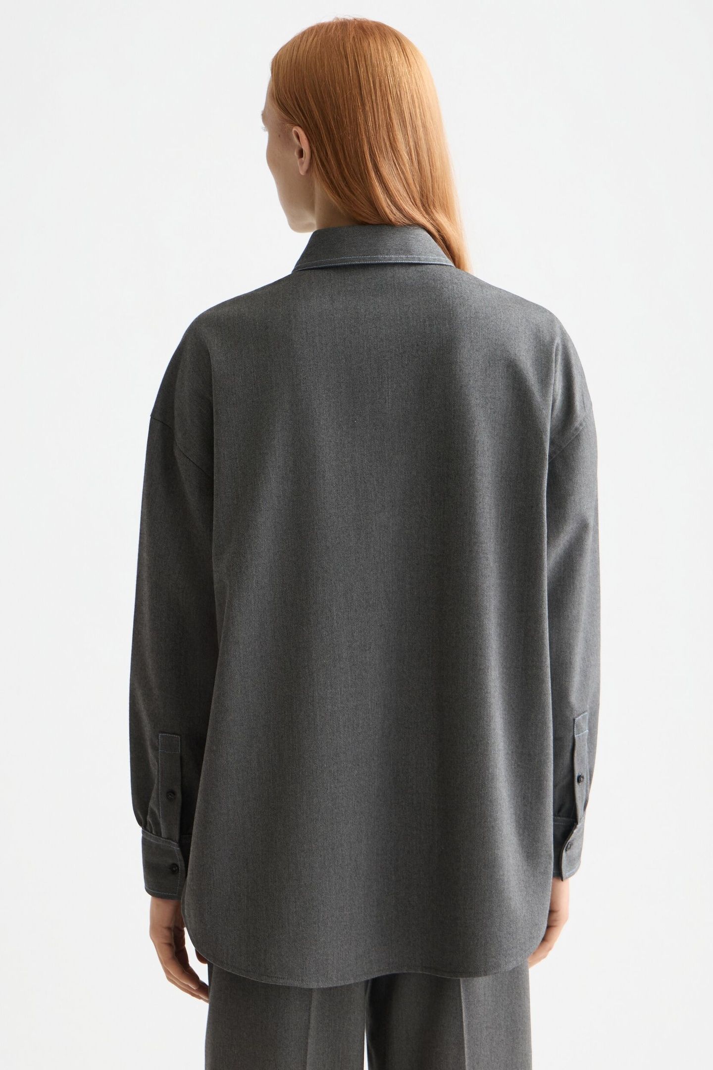 GIRLFRIEND HERRINGBONE SHIRT GREY BLACK HERRINGBONE 6