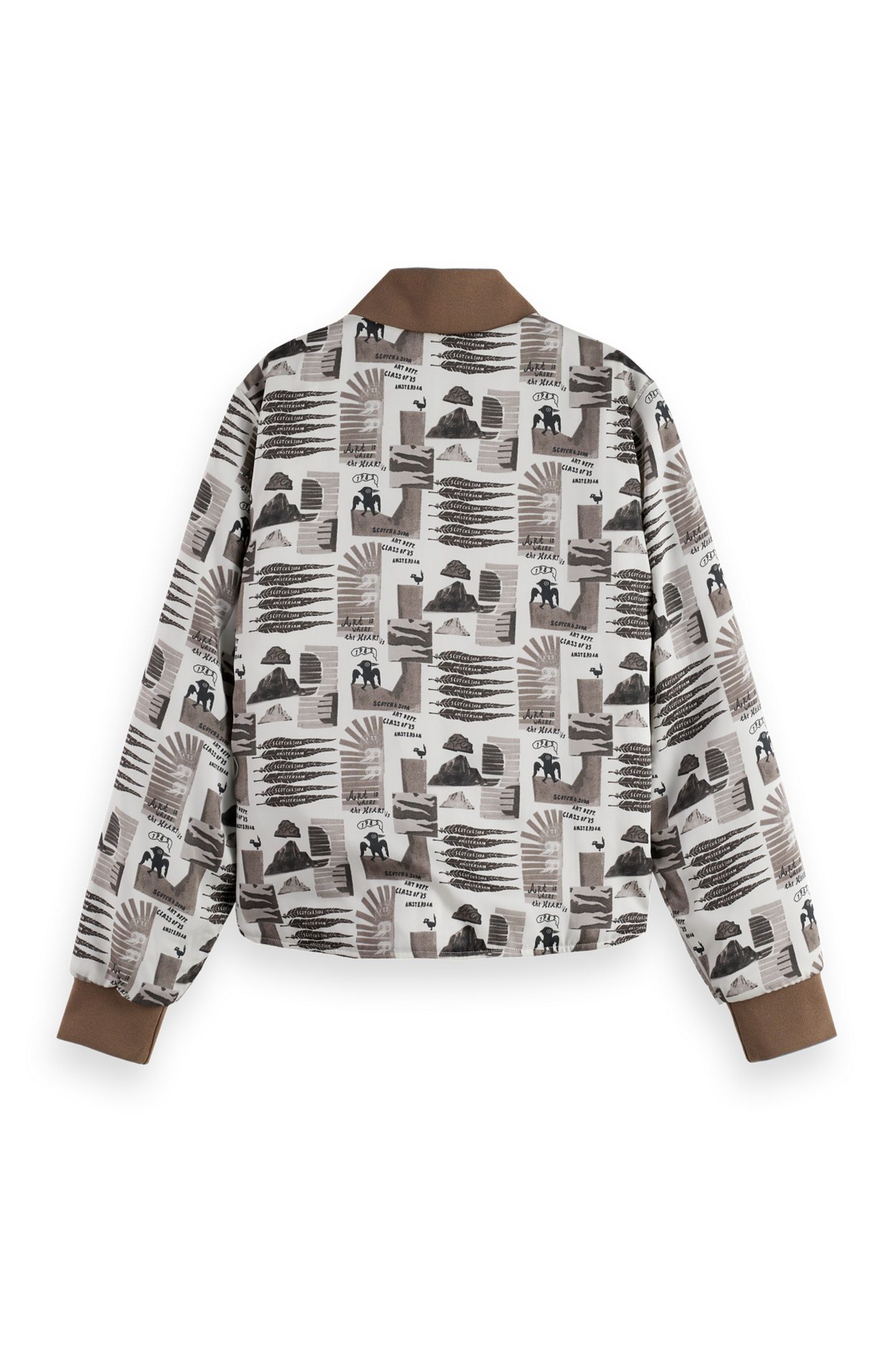 REVERSIBLE PRINTED AND QUILTED BOMBER ART DEPT COLLAGE GREY 6