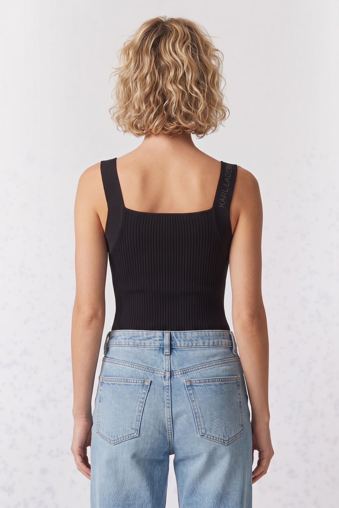LOGO STRAP KNIT SINGLET BLACK 2