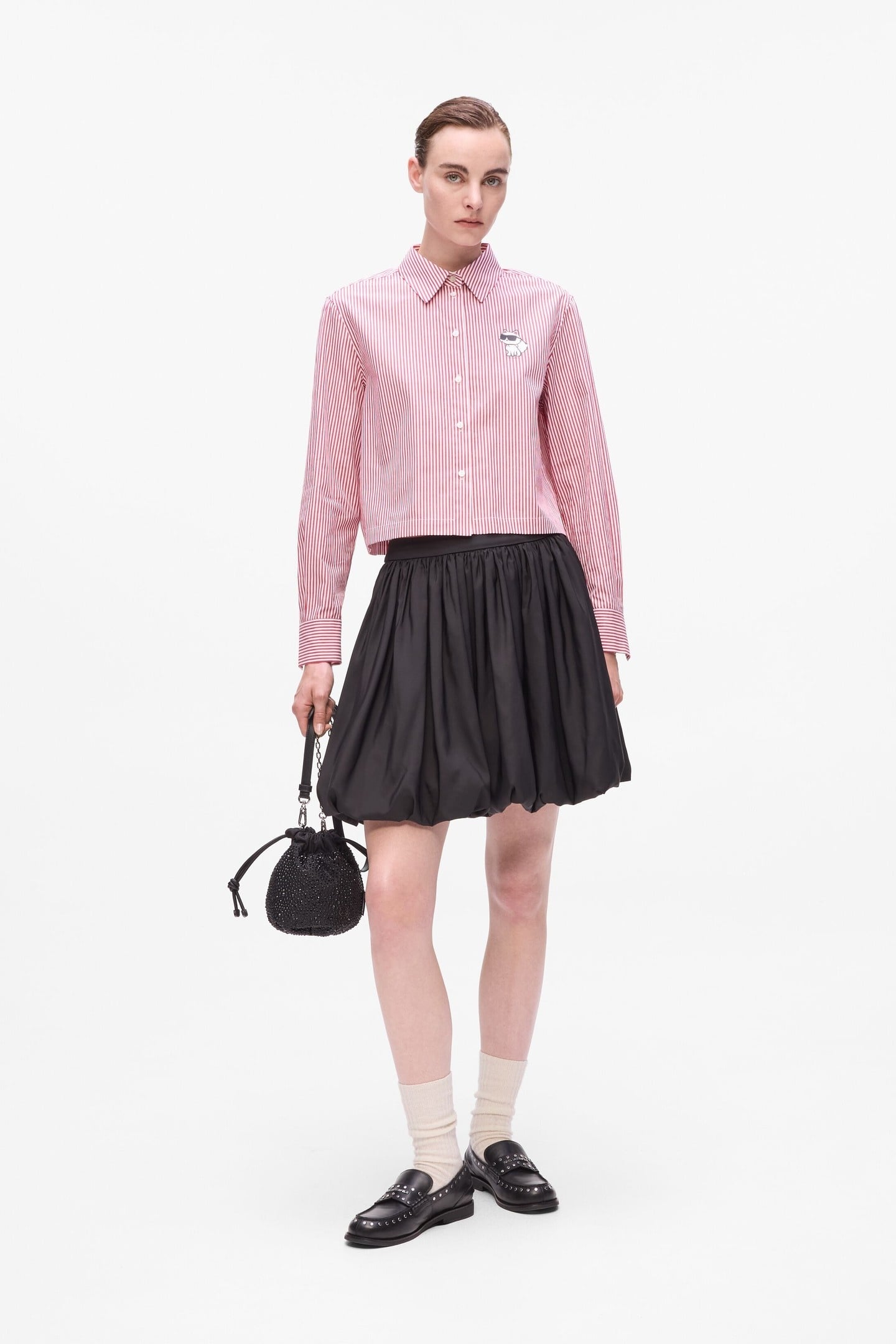 IKON CHOUPETTE CROPPED SHIRT SCARLET SAGE-WHITE STRIPES 2