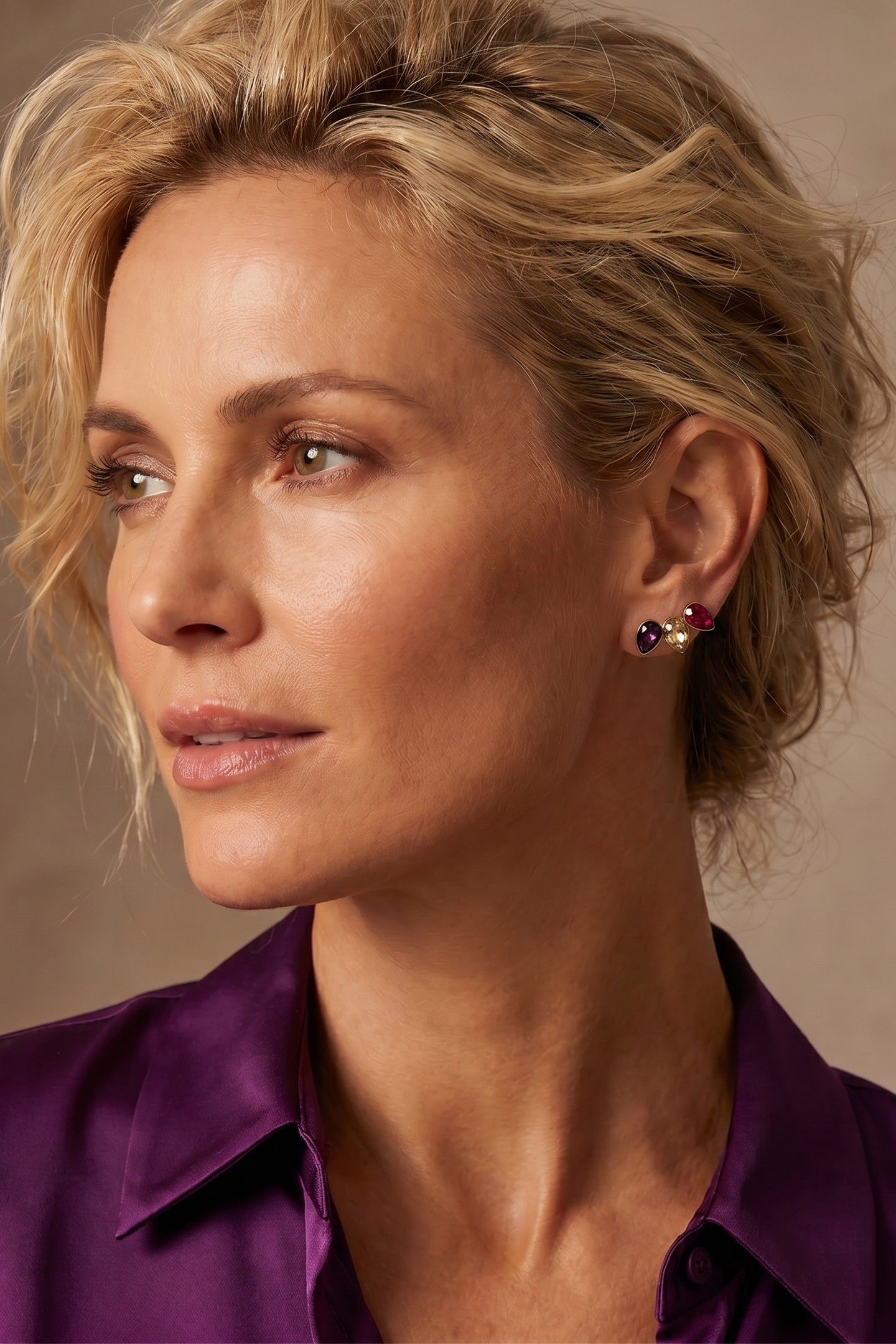 CLASSIC TRIPLE LEAF EARRINGS AMETHYST 5