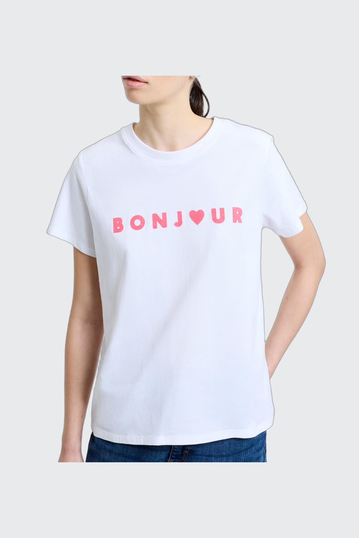 BONJOUR TEE WHITE/RASPBERRY PINK 1