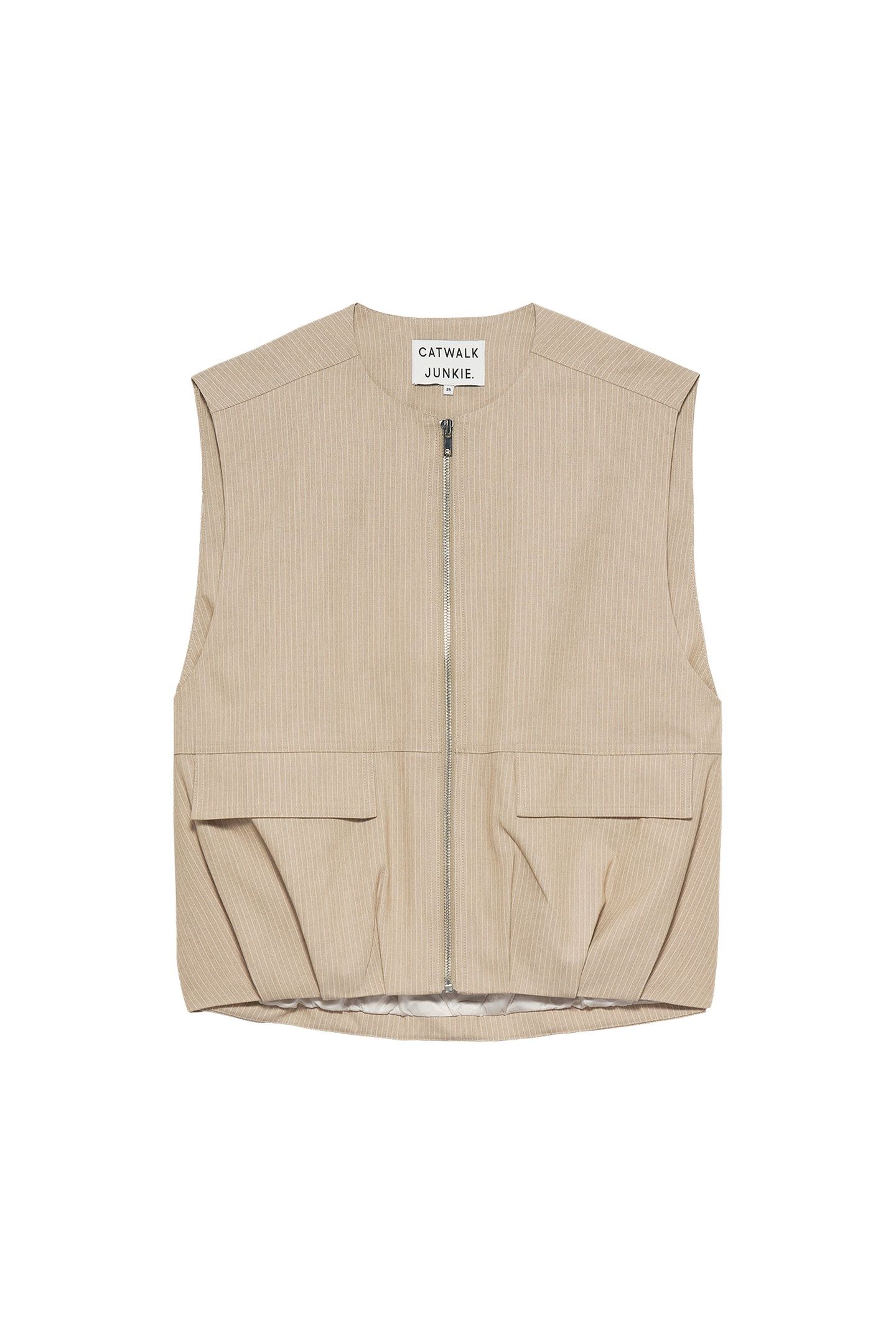 PINSTRIPE BODYWARMER CEMENT 4