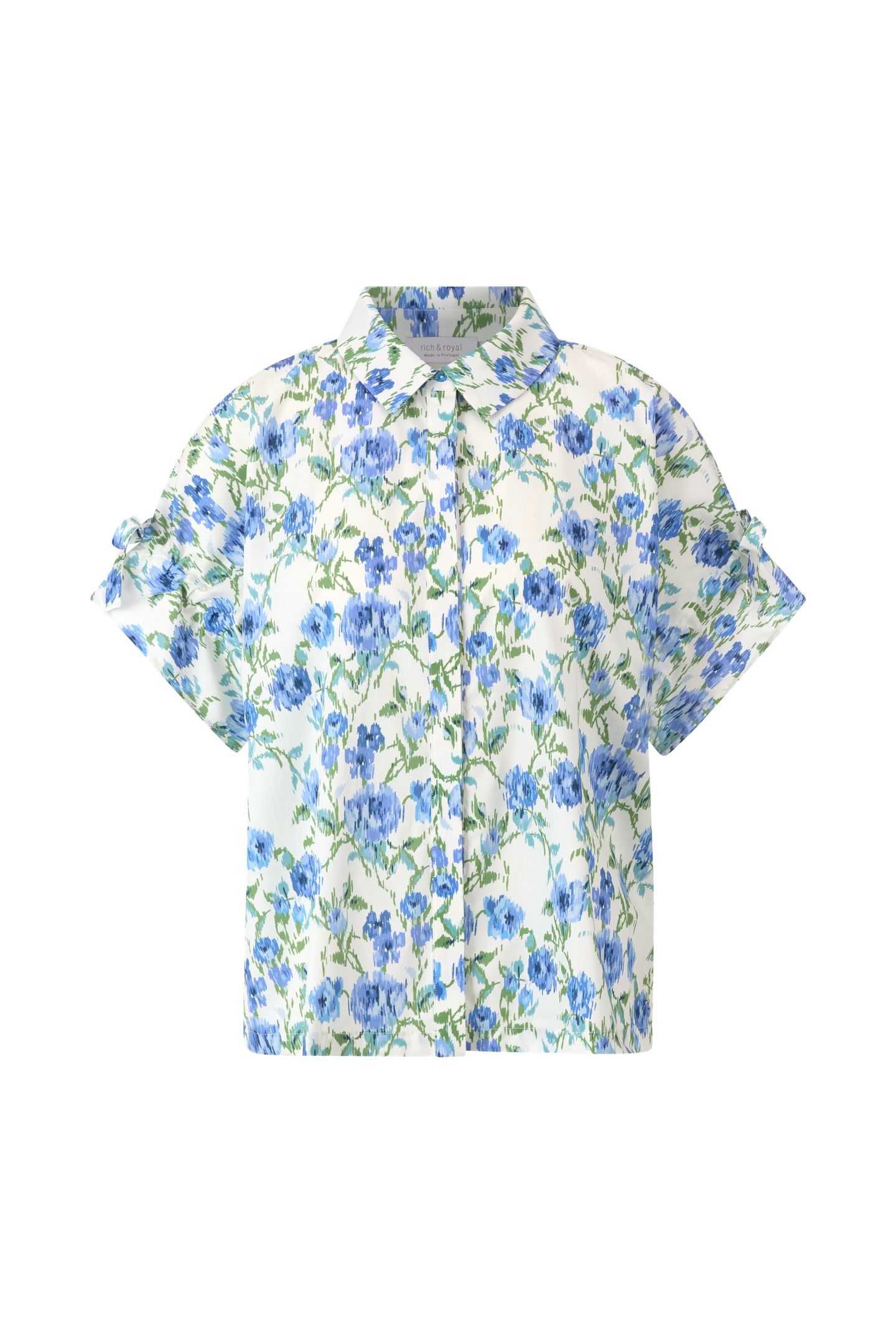 PRINTED COTTON BLOUSE WITH DETAILS PALACE BLUE 4