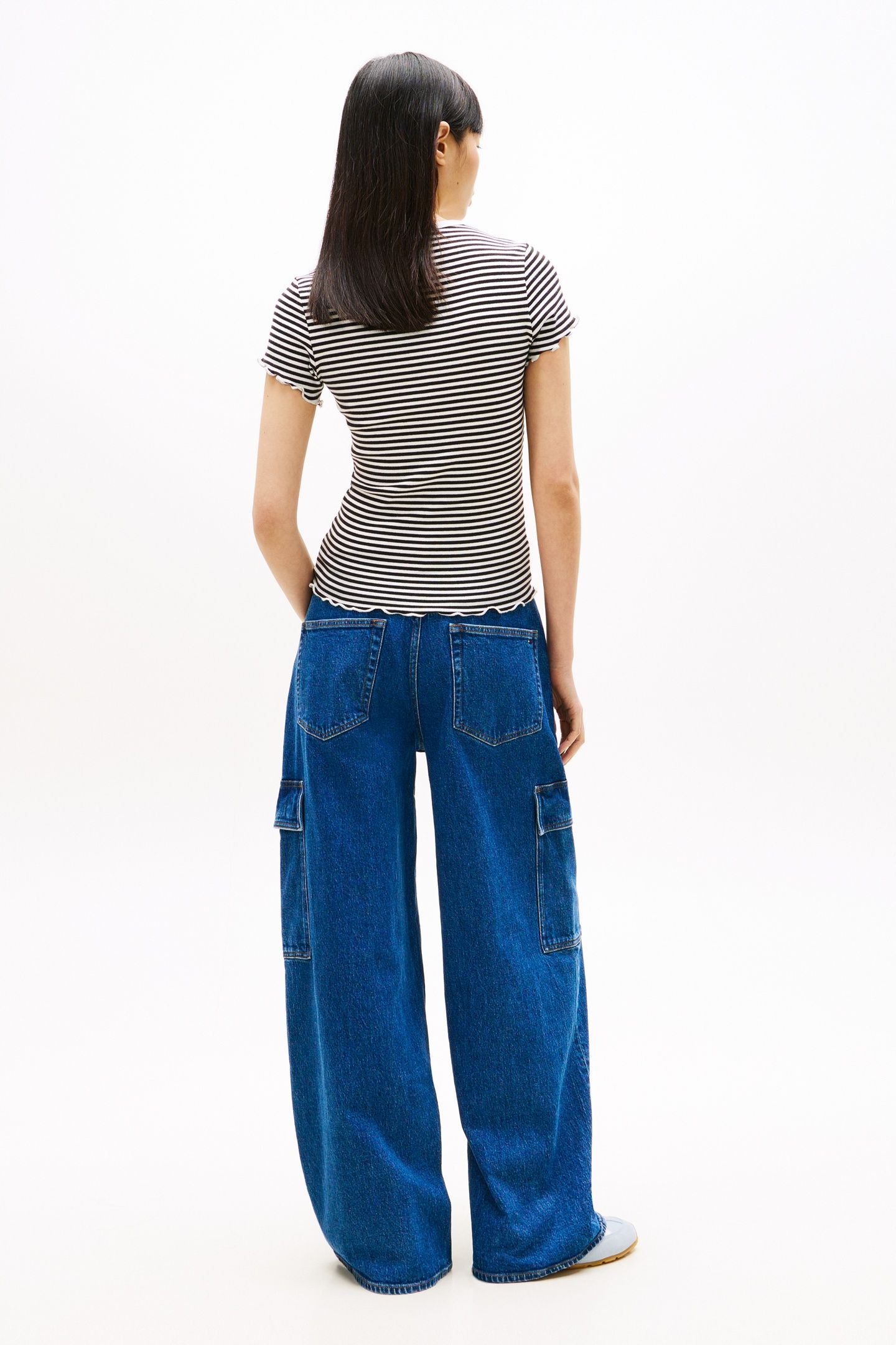 TJW SLIM LETTUCE EDGE T-SHIRT BLACK/ECRU STRIPE 3