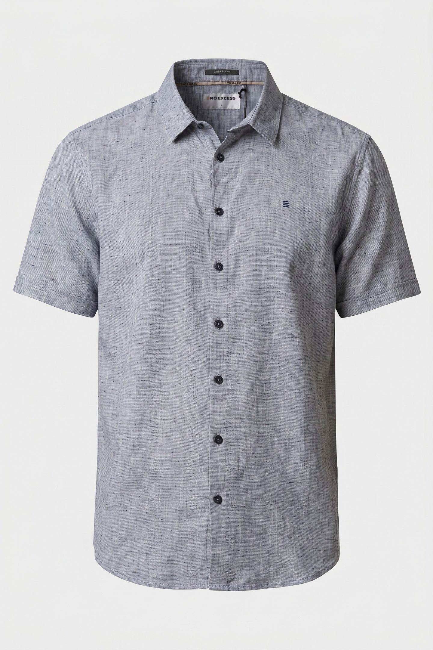 SHIRT SHORT SLEEVE 2 COLOURED MELANGE WITH LINEN INDIGO BLUE 3