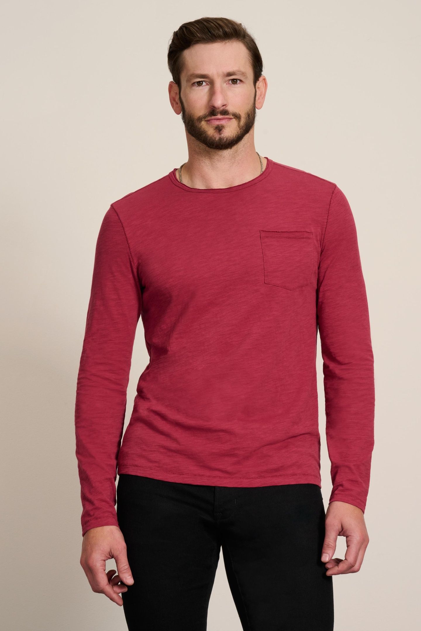 ALDEN LS SLUB CREW WITH C RED WOOD 1