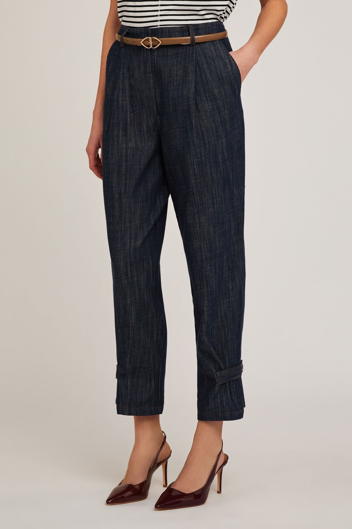 TROUSERS WITH DENIM EFFECT STRAP ON THE HEM BLUE 1