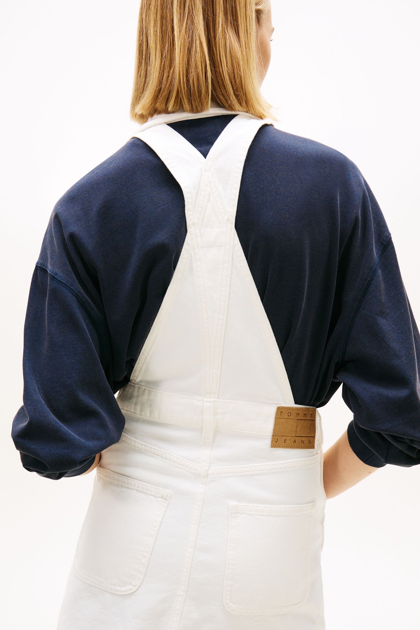 DENIM DUNGAREE DRESS DENIM WHITE 4
