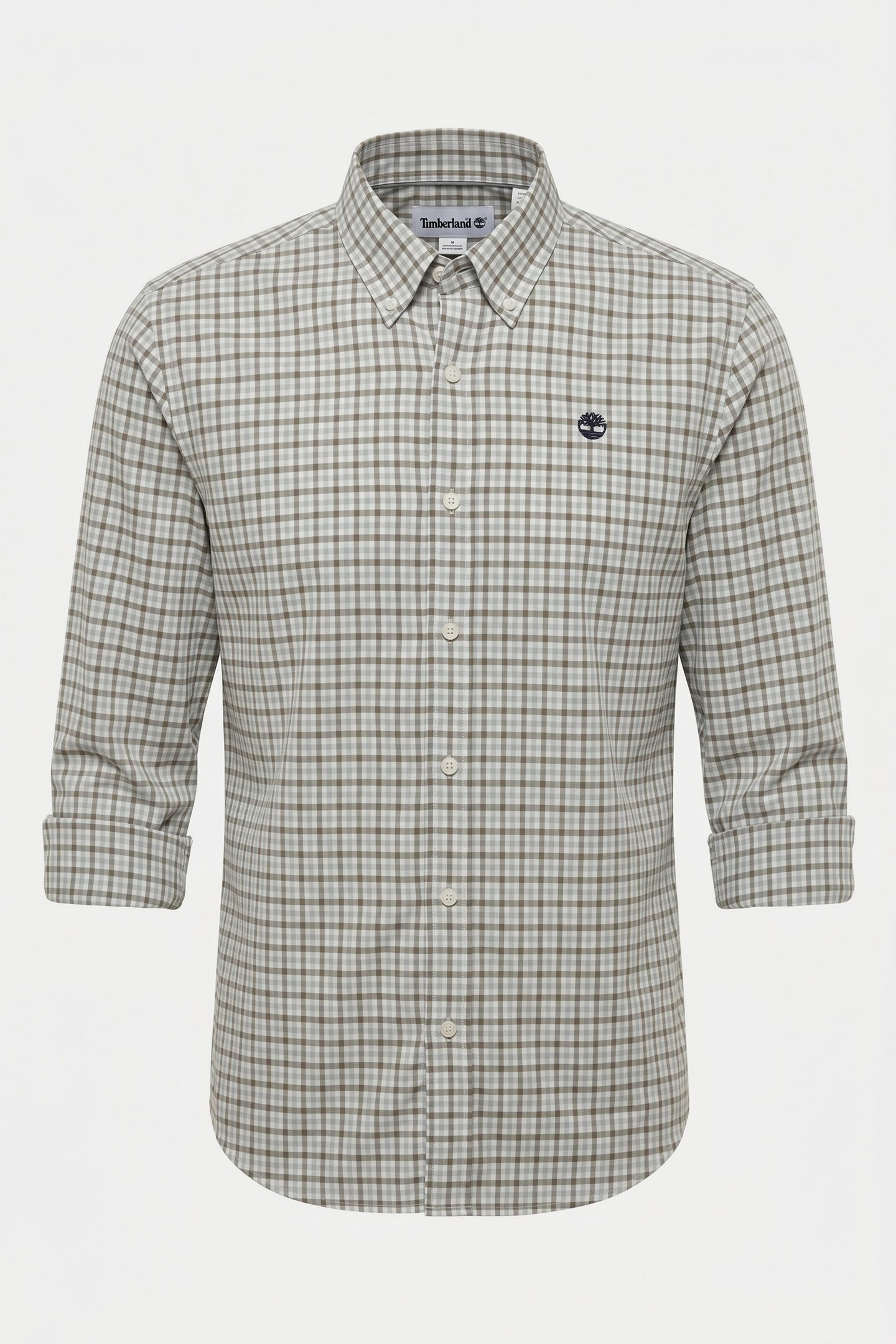STRETCH POPLIN GINGHAM SHIRT SILVER BLUE YD 5