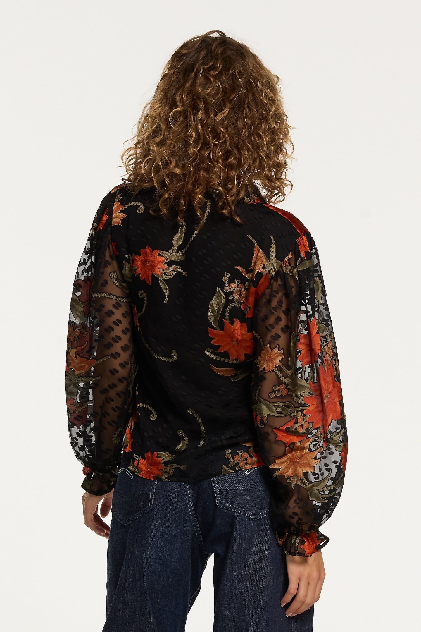 PARADERA BLOUSE VINTAGE FLOWER RUST ORANGE FLOWER 5
