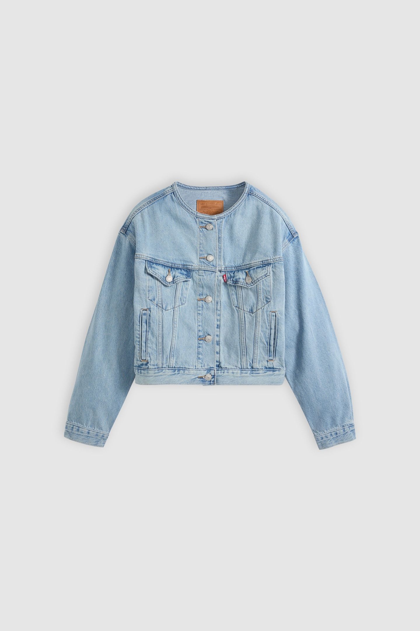 COLLARLESS SHRUNKEN '90S TRUCKER JACKET 5