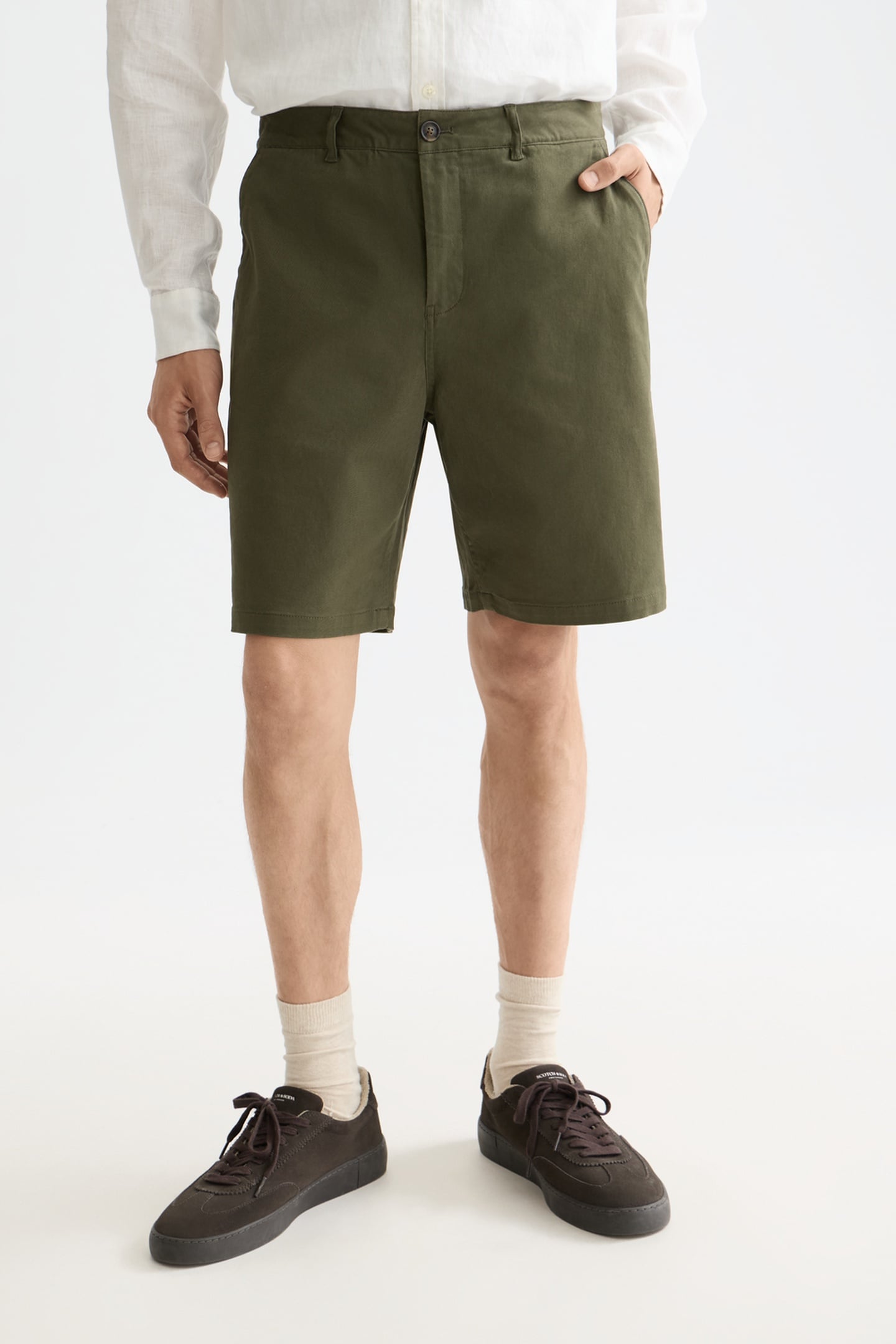 STUART COTTON-BLEND TWILL REGULAR-FIT SHORT KHAKI 1