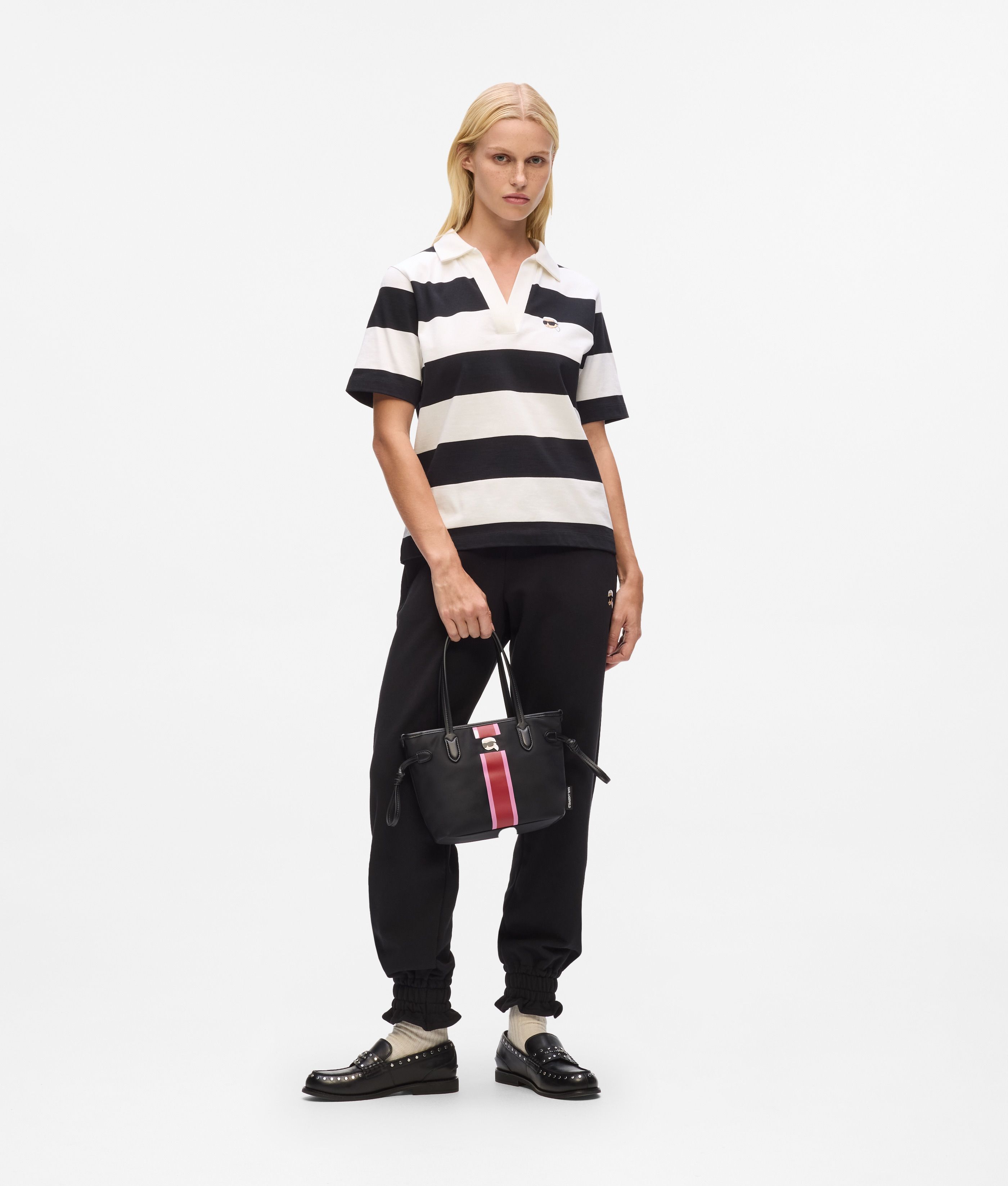 IKON NYLON STRIPE SM TOTE BLACK 1