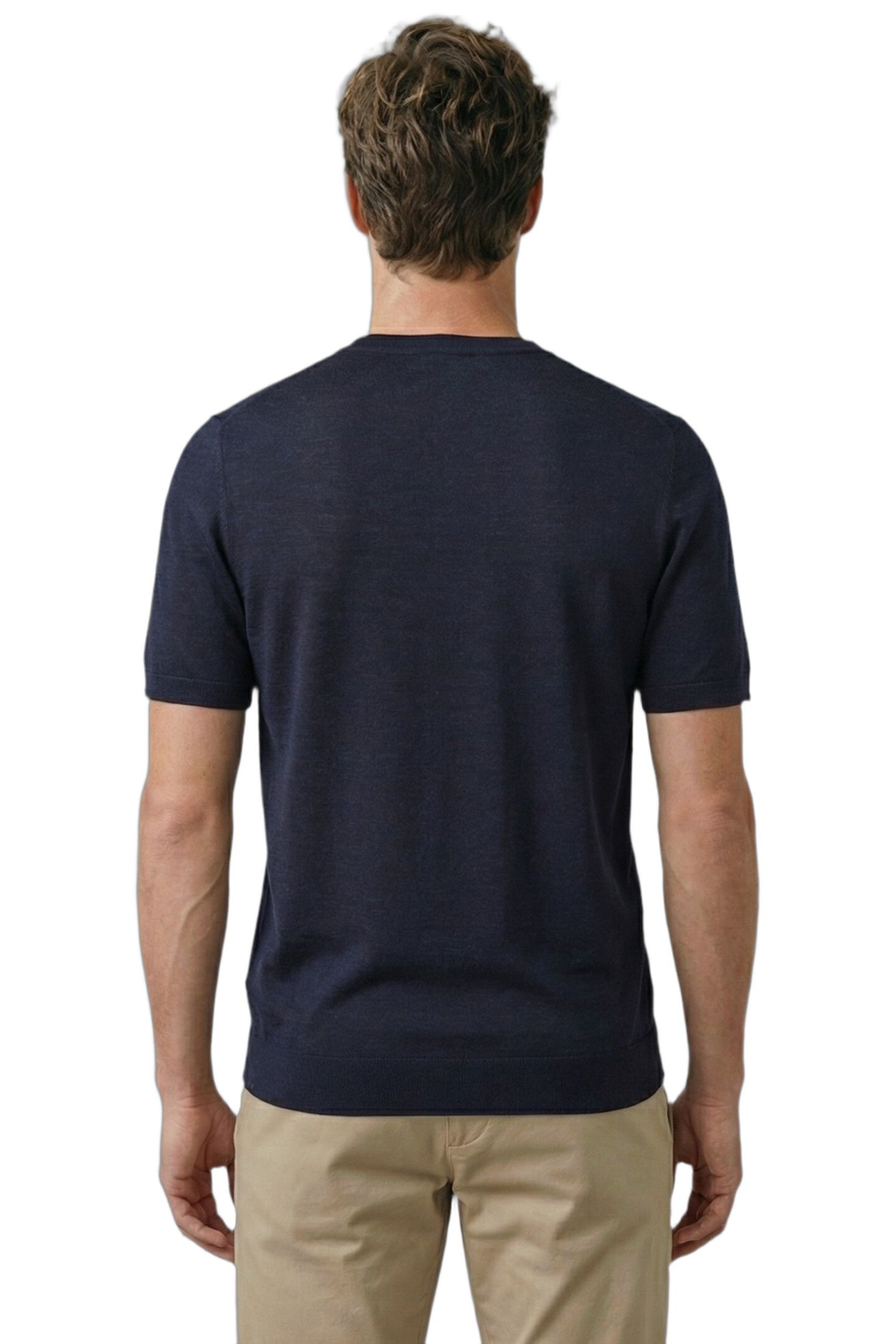 EXTRA FINE MERINO T-SHIRT NAVY 2