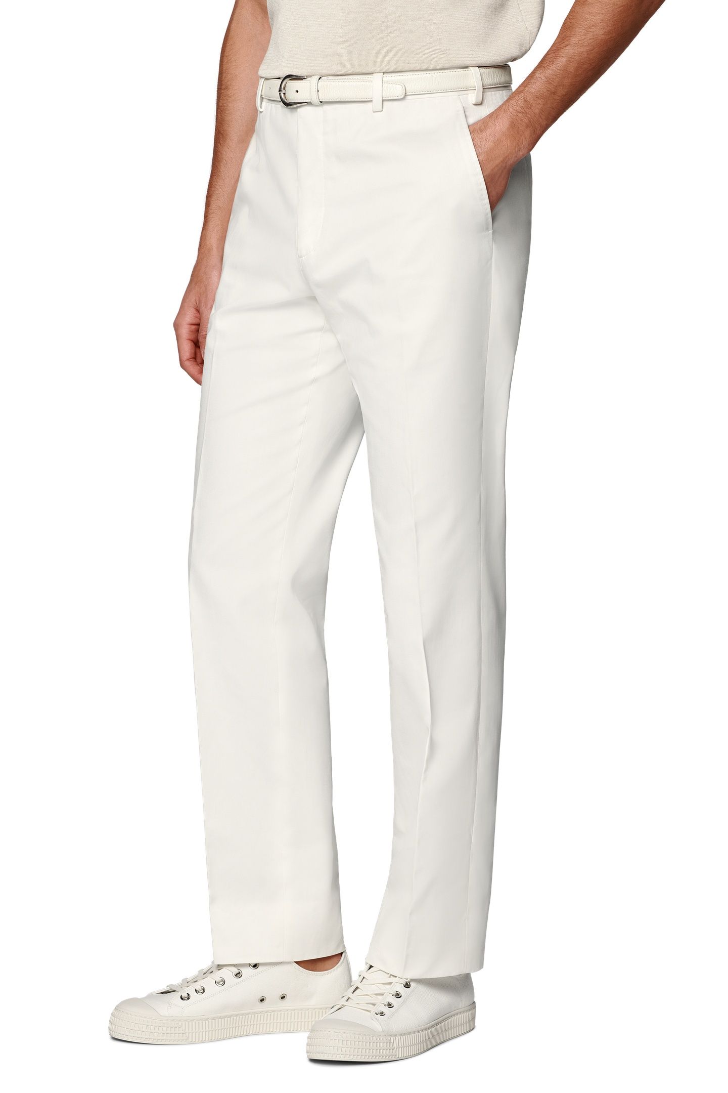 MILANO-OFF-WHITE-PURE COTTON FORMAL TROUSERS OFF-WHITE 5