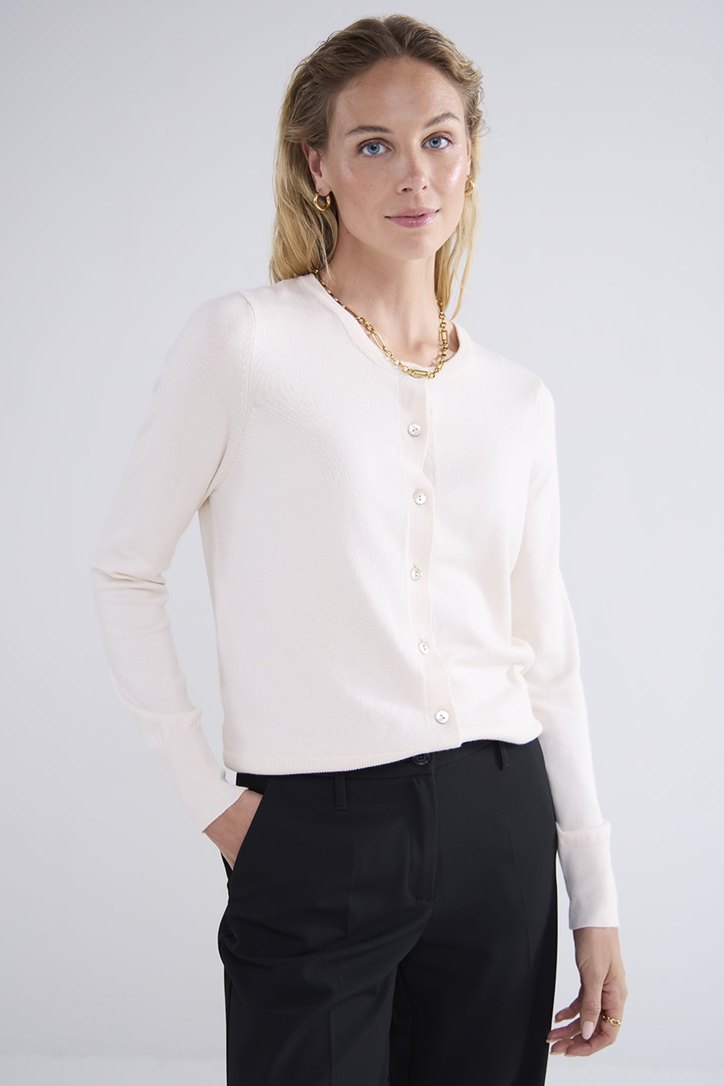 SHORT CARDIGAN SOFT VISCOSE POLYAMIDE KNIT IVORY 1