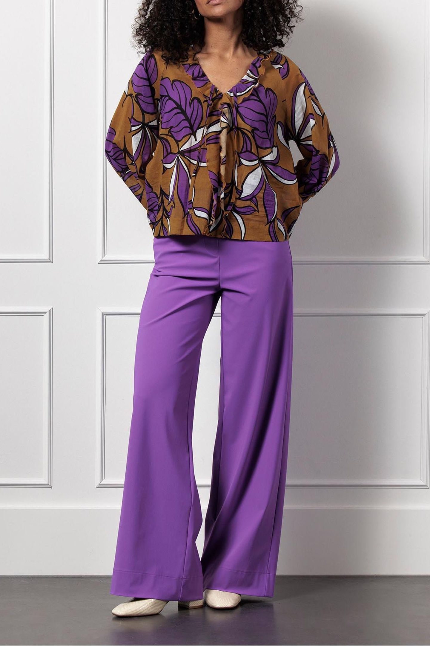 LOLA FLOWER BLOUSE HONEY/PURPLE 2