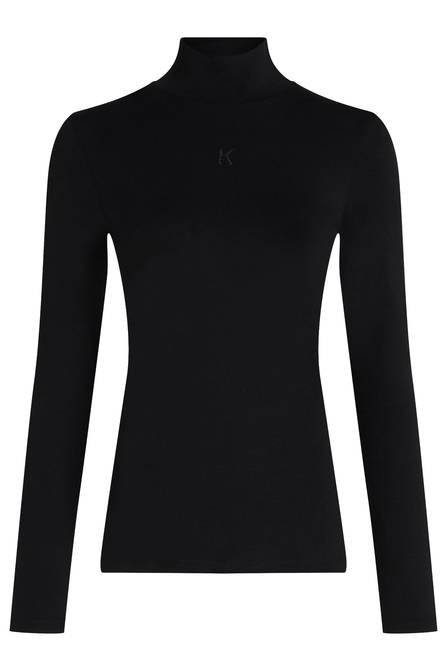 K LOGO MOCK NECK LS T-SHIRT BLACK 1