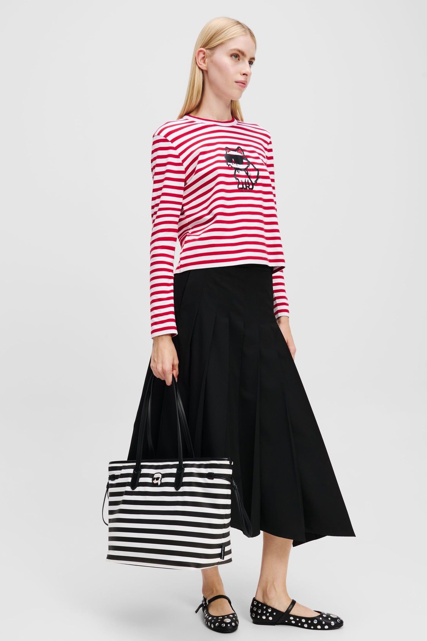 IKON NYLON TOTE SMALL STRIPE BLACK-WHITE 1
