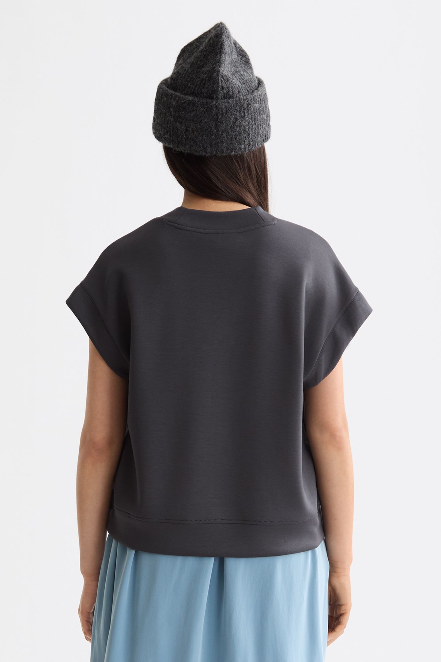 V-NECK SLEEVELESS MODAL SWEATSHIRT CHARCOAL ART 3