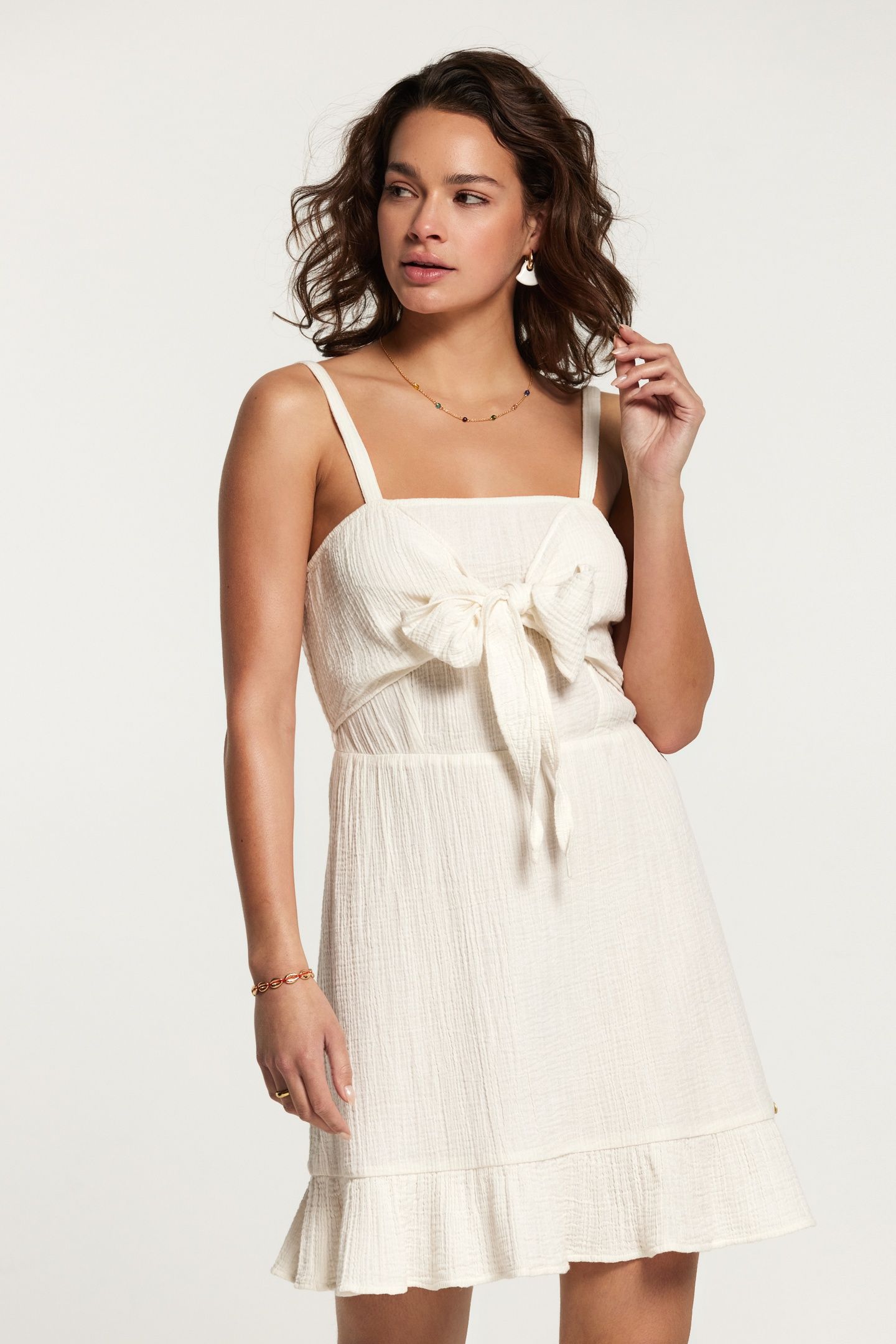 BORA-BORA DRESS MOUSSELINE WAFFLE JET STREAM WHITE 3