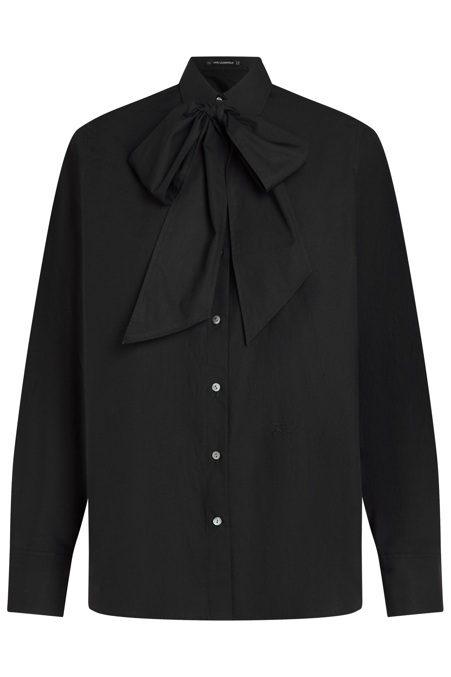 RETRO POPLIN BOW BLOUSE BLACK 3