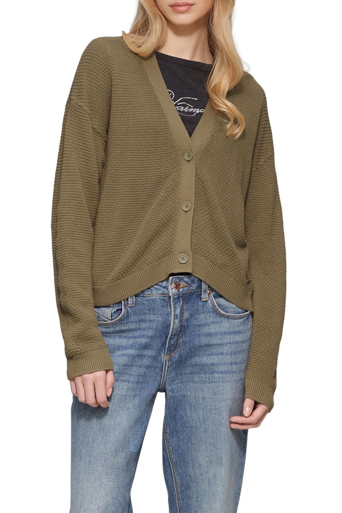 S.OLIVER-QS CARDIGAN DARK GREEN 1