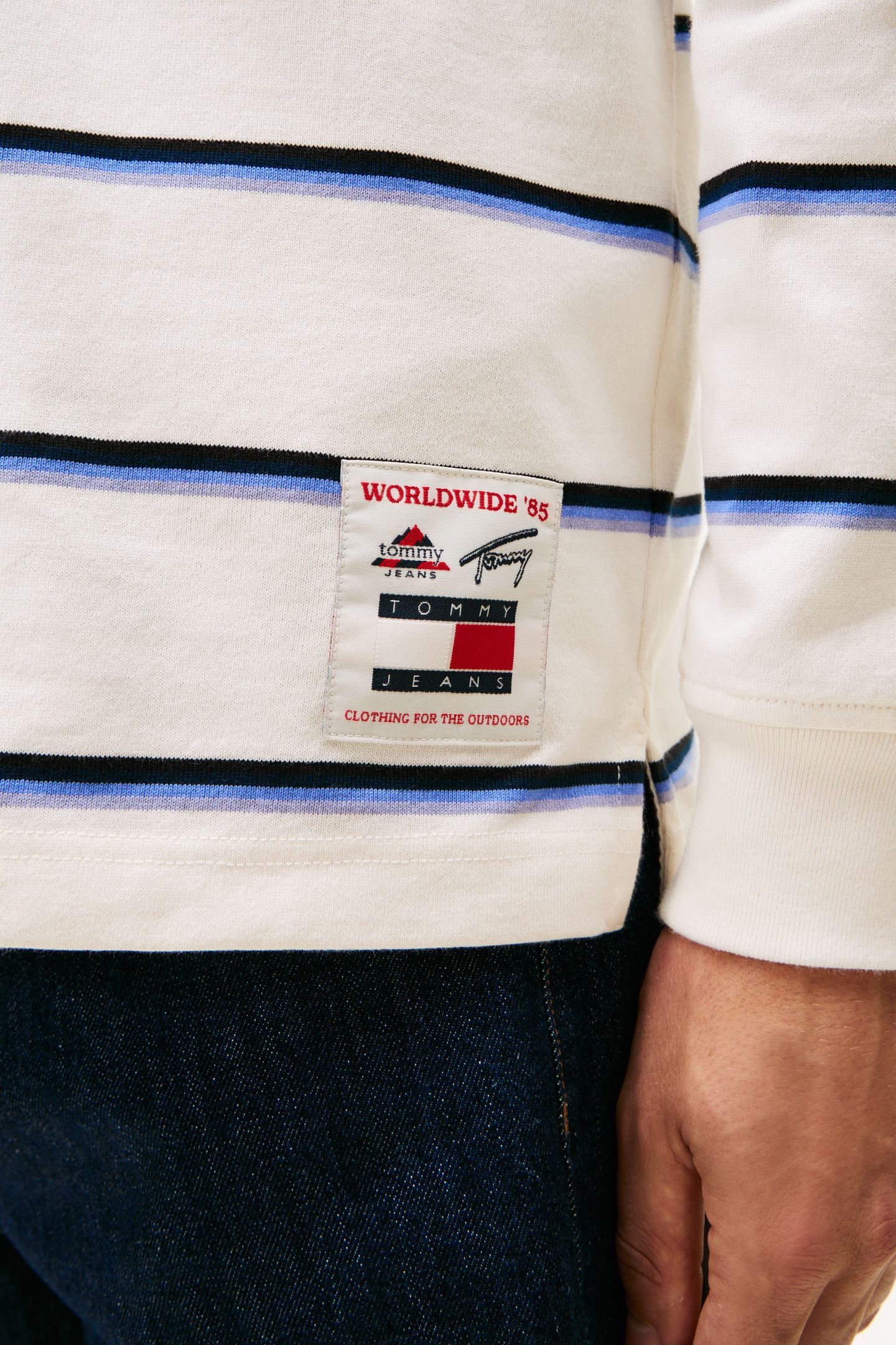 TJM RELAXED WOVEN LABEL POLO ANCIENT WHITE STRIPE 5