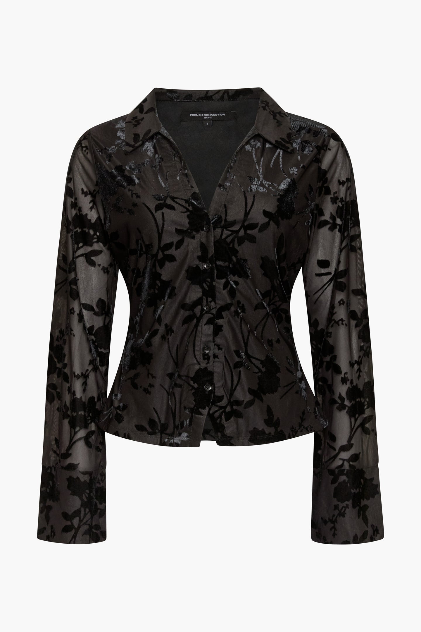 IDINA BURNOUT L/S COLLAR TOP BLACK/BLACK 3