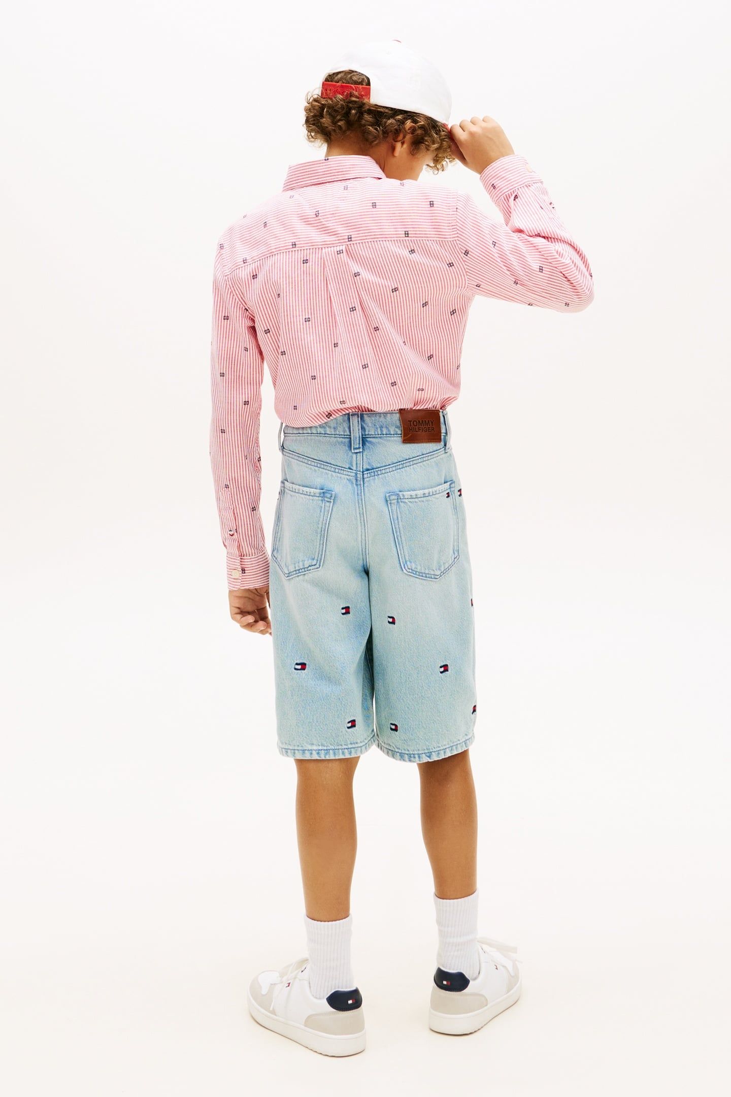 BOYS WAVY FLAG EMBROIDERY LOOSE DENIM SHORTS 3