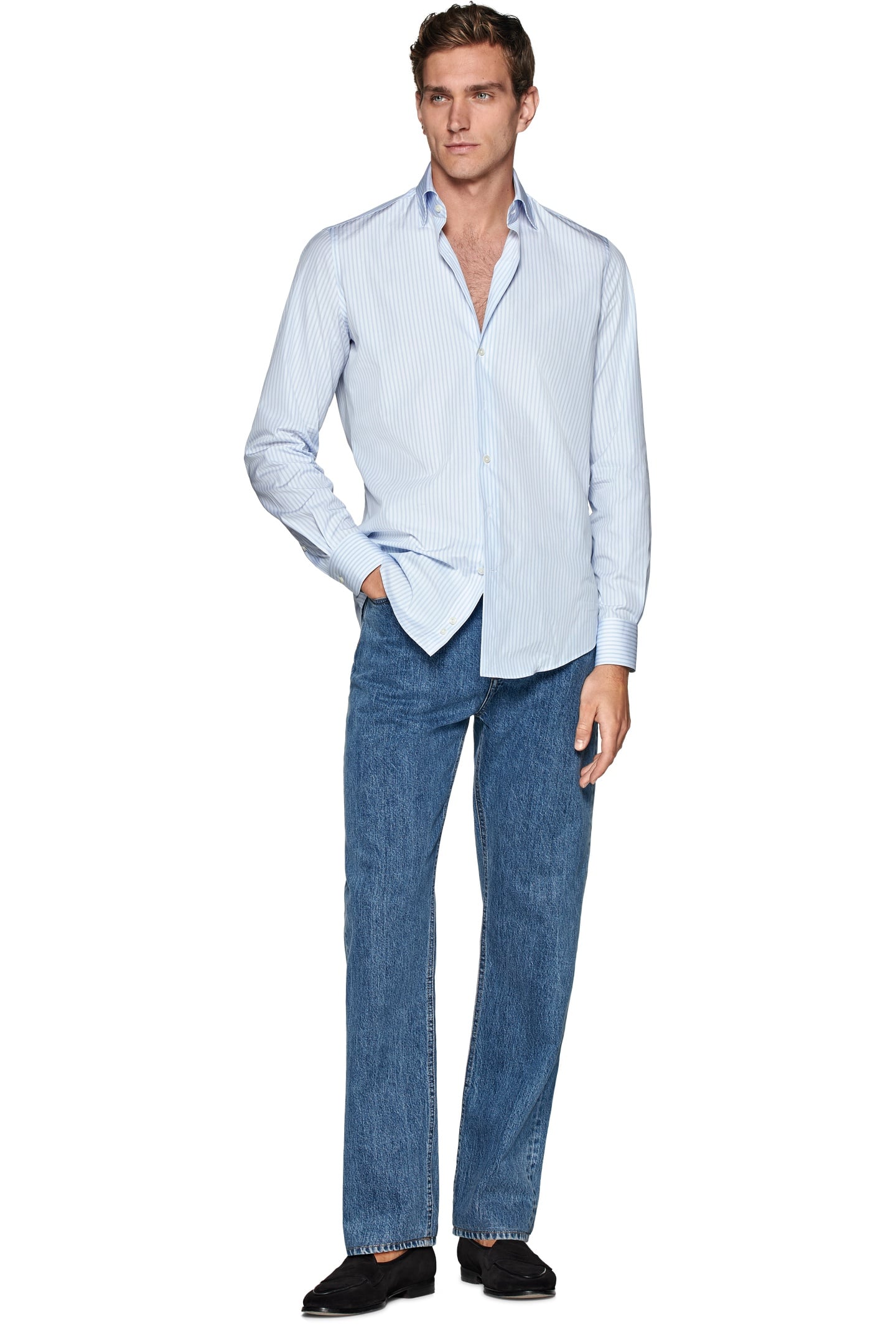 RETRO STRIPE FORMAL SHIRTS LIGHT BLUE 3