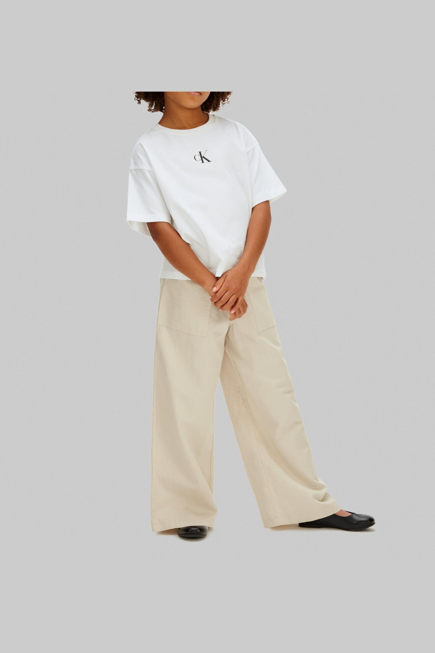 GIRLS WIDE LEG LINEN PANTS OATMEAL 2