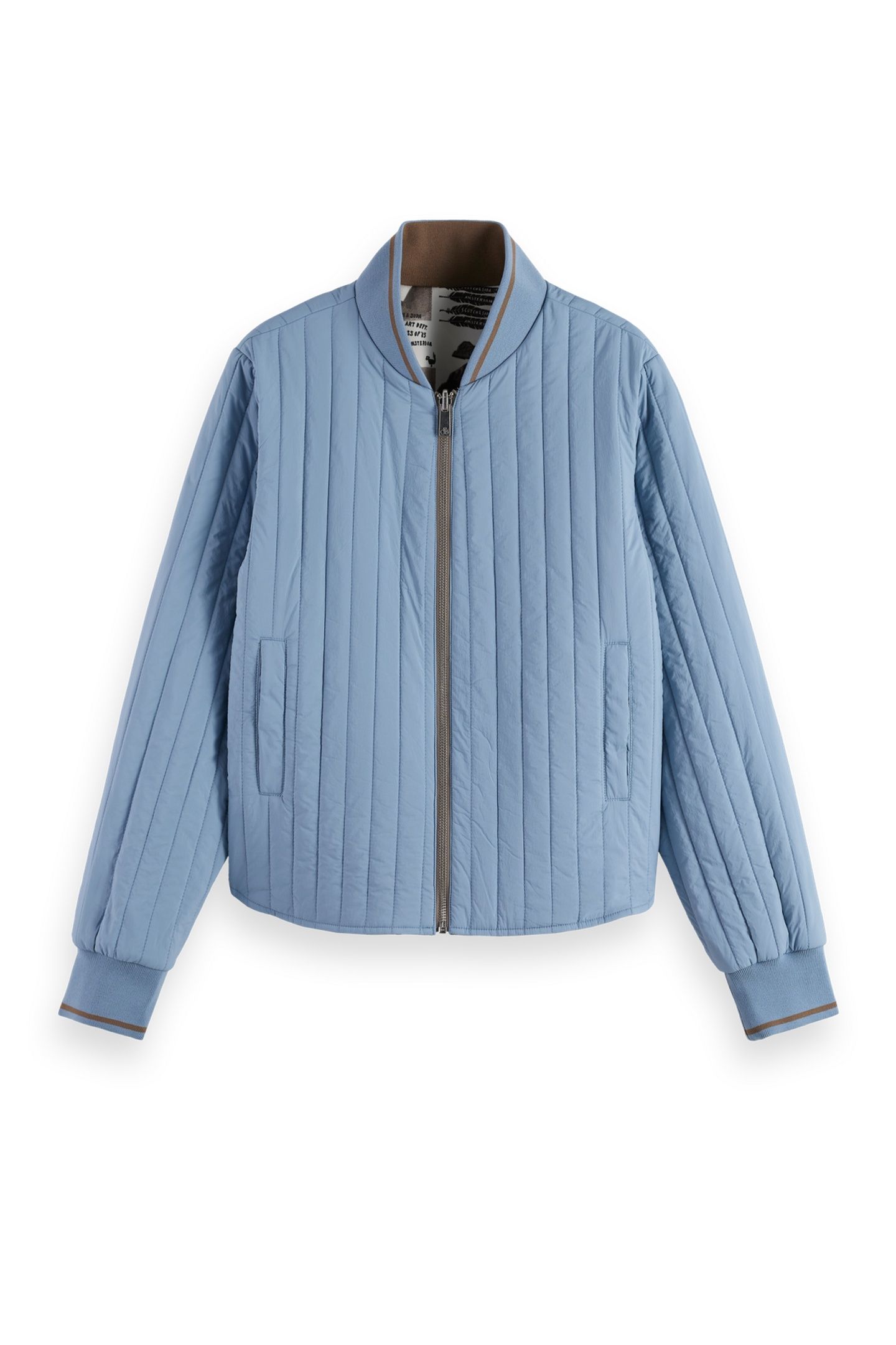 REVERSIBLE PRINTED AND QUILTED BOMBER ART DEPT COLLAGE GREY 5