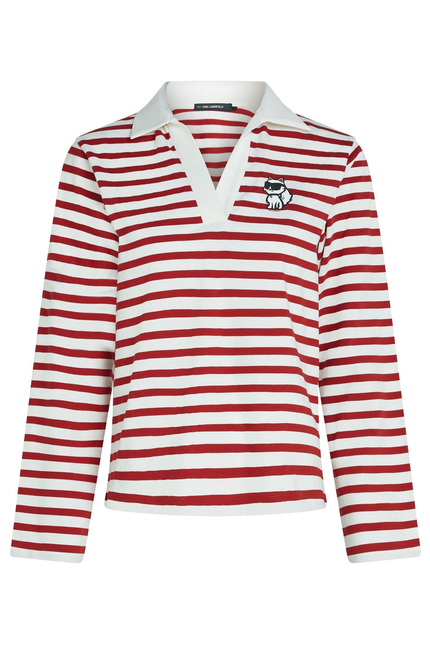 IKON SKETCH STRIPE LONGSLEEVE POLO SCARLET SAGE-CREAM 5