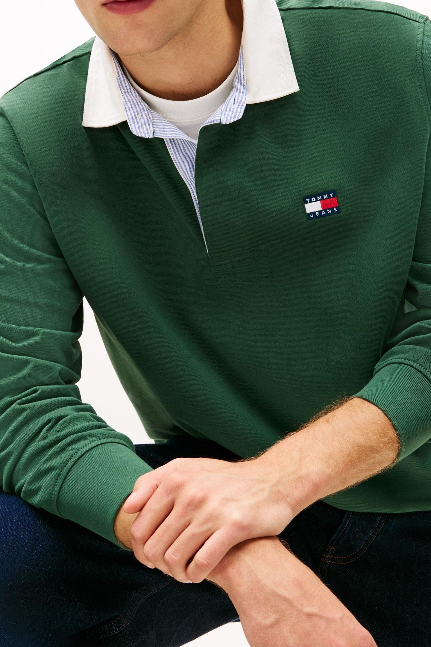 TJM RELAXED ESSENTIAL BADGE RUGBY POLO SHADOW PINE 5