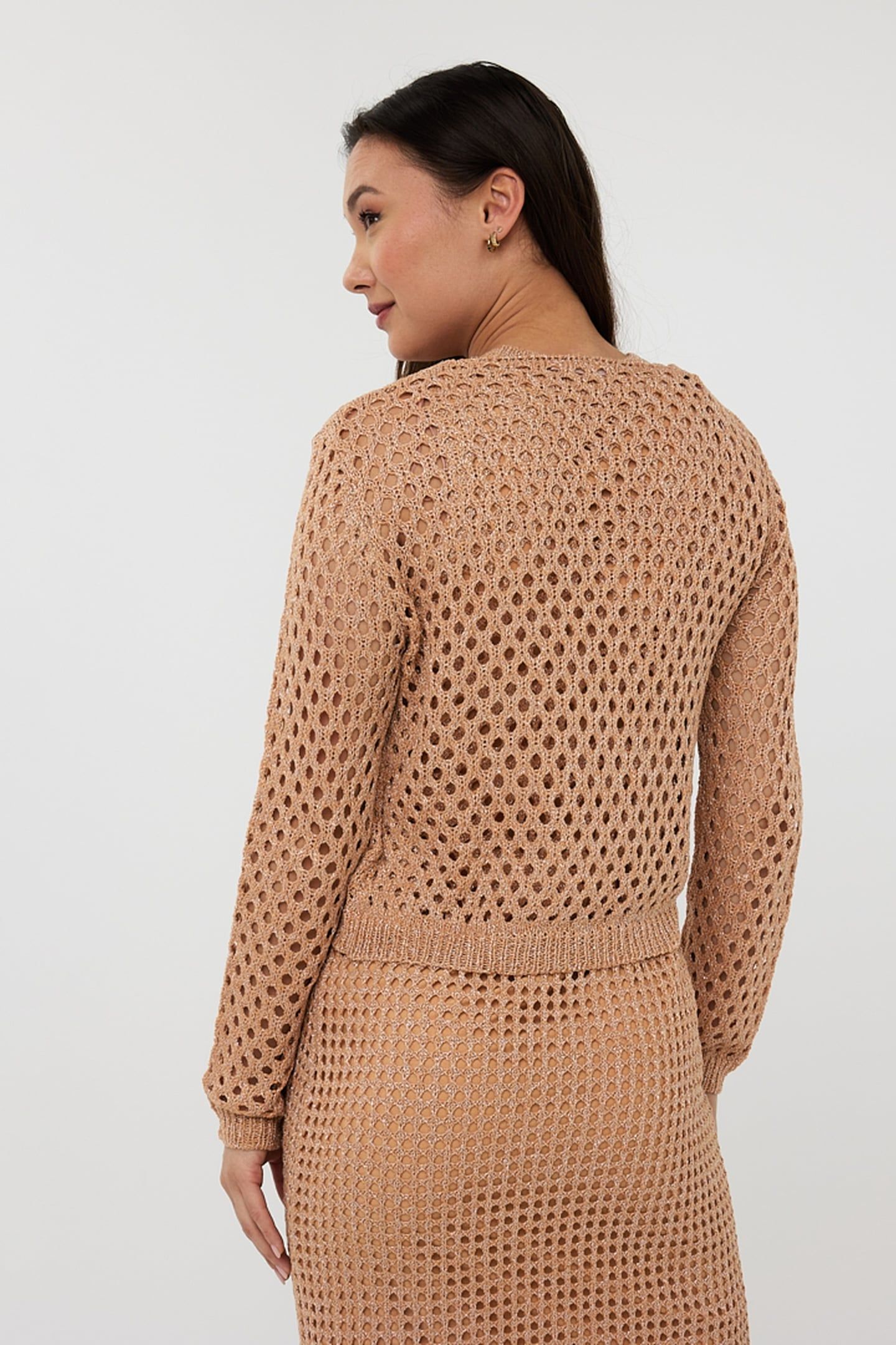 CARDIGAN SINGLE BUTTON LUREX PRALINE 3